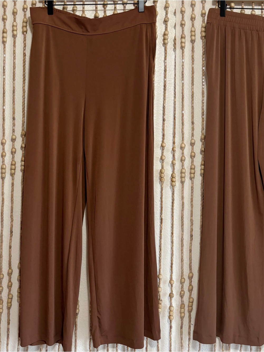 3 Dots Brown Wide-Leg Stretchy Pull On Comfortable Casual Everyday Pants Large